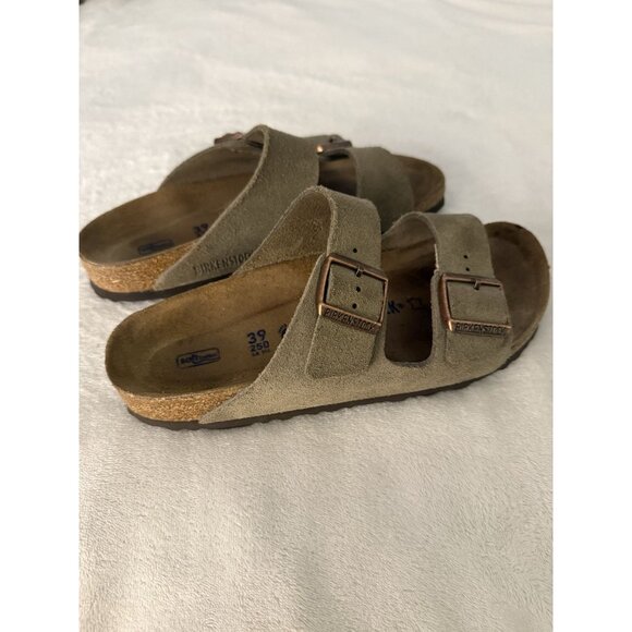 Birkenstock Arizona Suede Womens Sz 39 Taupe Sandals Ladies US 8 Men's US 6 - Picture 2 of 9